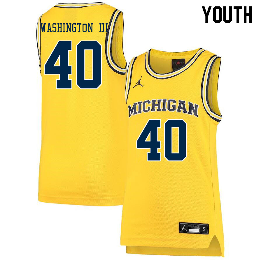 Youth #40 George Washington III Michigan Wolverines College Basketball Jerseys Stitched Sale-Yellow